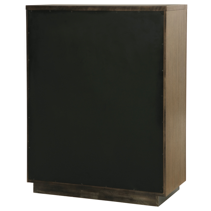 Pemberly Row 5-Drawer Fluted Wood Chest of Drawers in Ash Brown