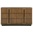 Pemberly Row 6-Drawer Fluted Wood Dresser Cabinet in Ash Brown