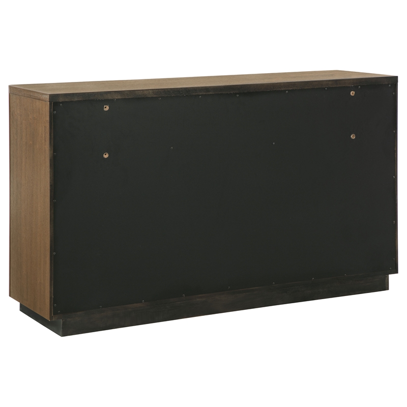 Pemberly Row 6-Drawer Fluted Wood Dresser Cabinet in Ash Brown