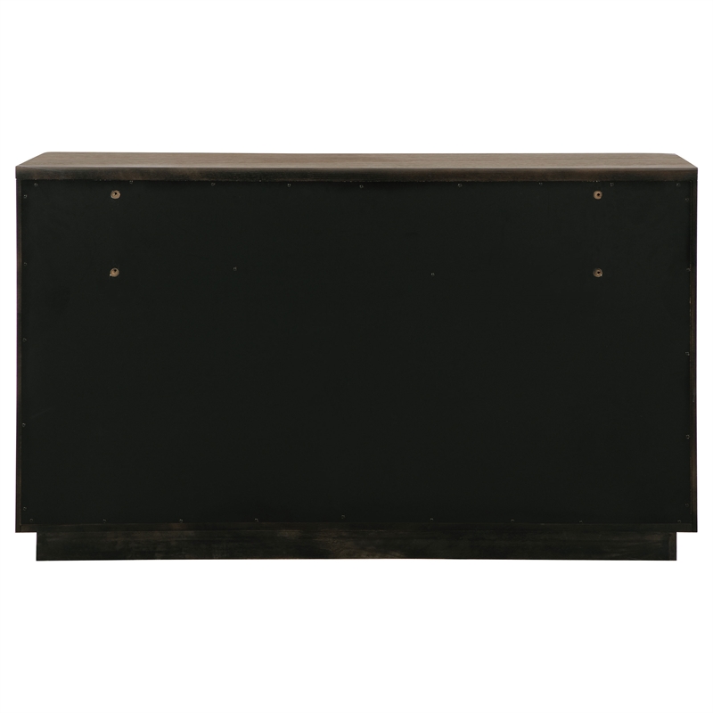 Pemberly Row 6-Drawer Fluted Wood Dresser Cabinet in Ash Brown