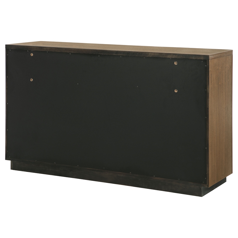 Pemberly Row 6-Drawer Fluted Wood Dresser Cabinet in Ash Brown