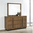 Pemberly Row 6-Drawer Fluted Dresser and Mirror in Ash Brown