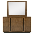 Pemberly Row 6-Drawer Fluted Dresser and Mirror in Ash Brown