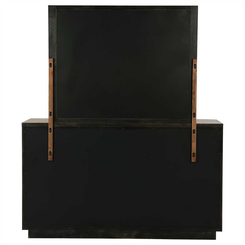 Pemberly Row 6-Drawer Fluted Dresser and Mirror in Ash Brown