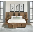 Pemberly Row 2-Piece Wall Panel with Nightstand Set in Ash Brown