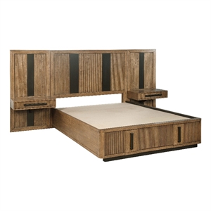 Pemberly Row 2-Piece Wall Panel with Nightstand Set in Ash Brown