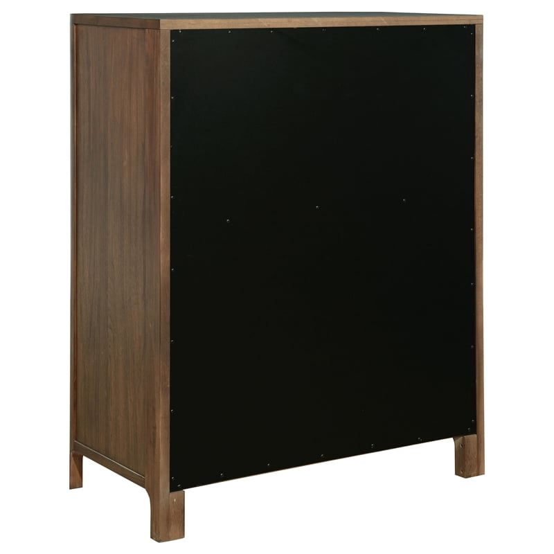 Pemberly Row 5-Drawer Cedar-Lined Wood Chest of Drawers in Walnut
