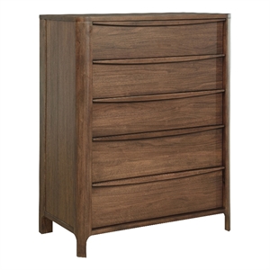 Pemberly Row 5-Drawer Cedar-Lined Wood Chest of Drawers in Walnut