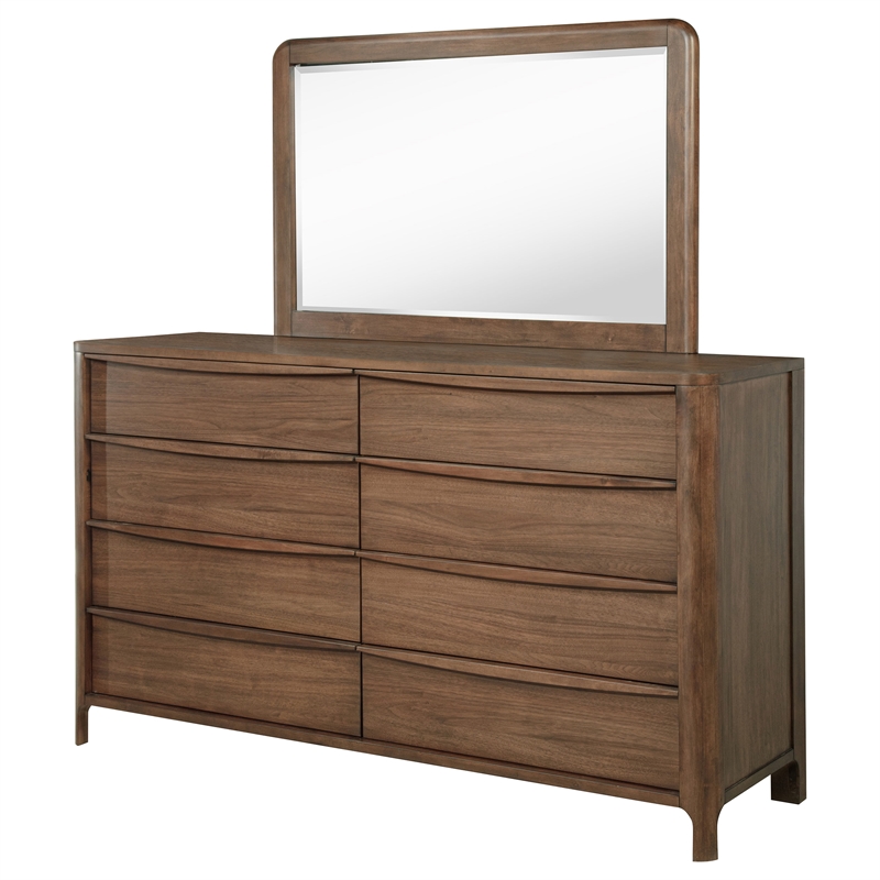 Pemberly Row 8-Drawer Cedar-Lined Dresser and Mirror in Walnut
