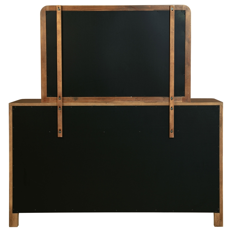 Pemberly Row 8-Drawer Cedar-Lined Dresser and Mirror in Walnut