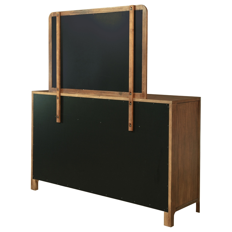 Pemberly Row 8-Drawer Cedar-Lined Dresser and Mirror in Walnut