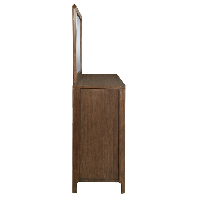 Pemberly Row 8-Drawer Cedar-Lined Dresser and Mirror in Walnut