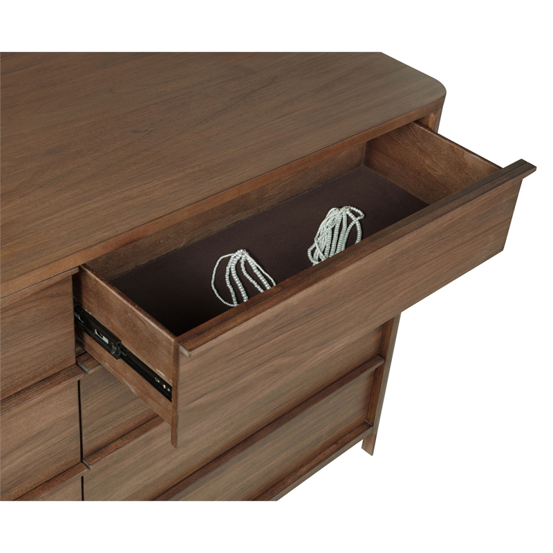 Pemberly Row 8-Drawer Cedar-Lined Dresser and Mirror in Walnut