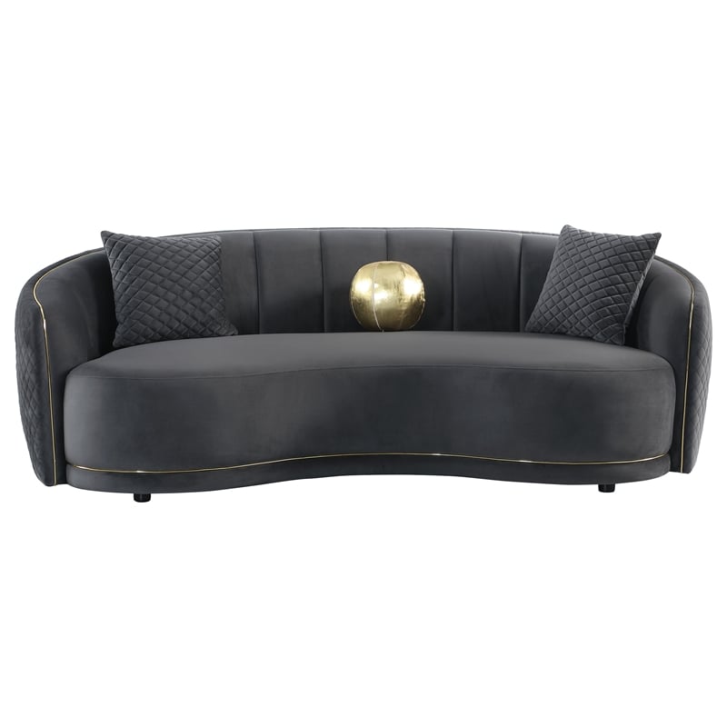 Pemberly Row 2-Piece Velvet Sofa and Loveseat Set in Dark Grey