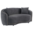 Pemberly Row 2-Piece Velvet Sofa and Loveseat Set in Dark Grey