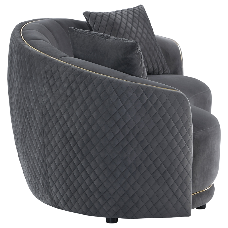 Pemberly Row 2-Piece Velvet Sofa and Loveseat Set in Dark Grey