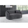 Pemberly Row Velvet Curved Loveseat with Gold Trim in Dark Grey