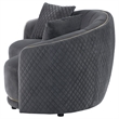 Pemberly Row Velvet Curved Loveseat with Gold Trim in Dark Grey