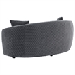 Pemberly Row Velvet Curved Loveseat with Gold Trim in Dark Grey