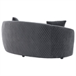 Pemberly Row Velvet Curved Loveseat with Gold Trim in Dark Grey
