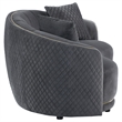 Pemberly Row Velvet Curved Loveseat with Gold Trim in Dark Grey