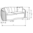 Pemberly Row Velvet Curved Loveseat with Gold Trim in Dark Grey