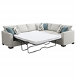 Pemberly Row Chenille Upholstered Sleeper Sectional Sofa in Greige