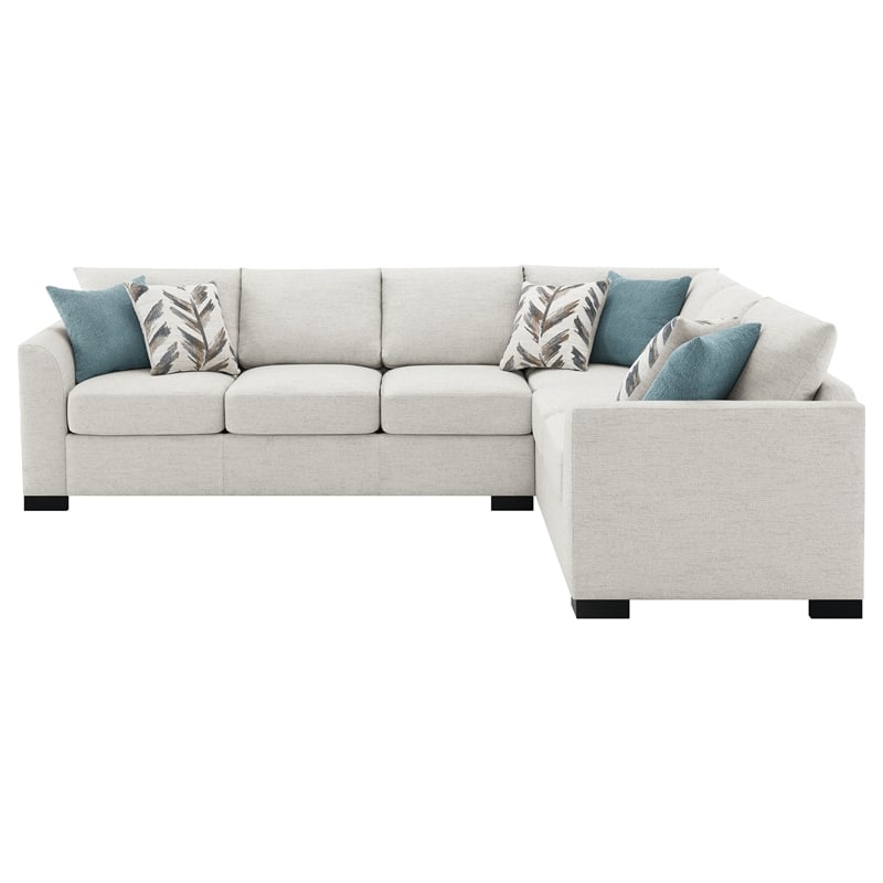 Pemberly Row Chenille Upholstered Sleeper Sectional Sofa in Greige