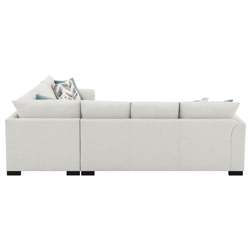 Pemberly Row Chenille Upholstered Sleeper Sectional Sofa in Greige