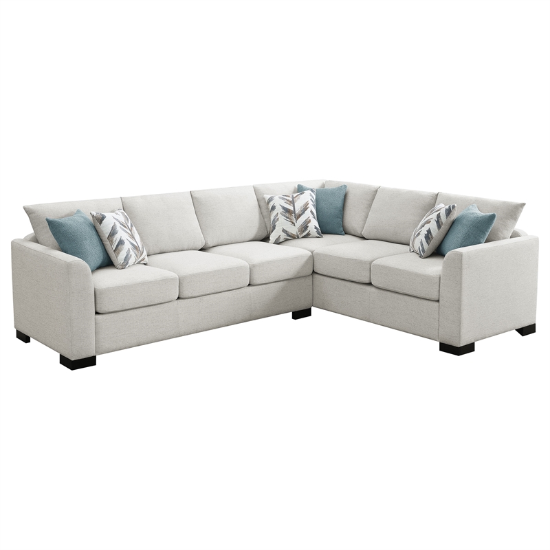 Pemberly Row Chenille Upholstered Sleeper Sectional Sofa in Greige