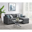 Pemberly Row Upholstered Sleeper Sectional Chaise Sofa in Grey