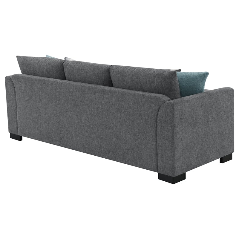 Pemberly Row Upholstered Sleeper Sectional Chaise Sofa in Grey