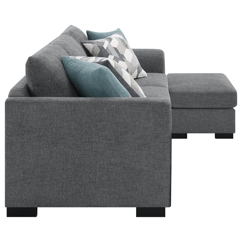 Pemberly Row Upholstered Sleeper Sectional Chaise Sofa in Grey