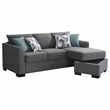 Pemberly Row Upholstered Sleeper Sectional Chaise Sofa in Grey