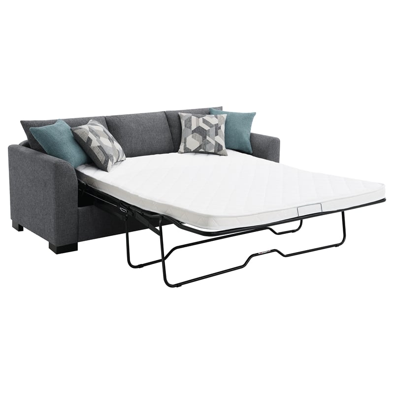 Pemberly Row Upholstered Sleeper Sectional Chaise Sofa in Grey