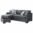 Pemberly Row Upholstered Sleeper Sectional Chaise Sofa in Grey