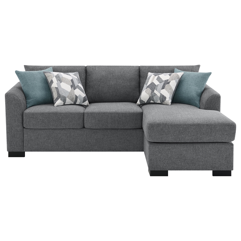 Pemberly Row Upholstered Sleeper Sectional Chaise Sofa in Grey