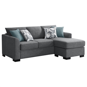 Pemberly Row Upholstered Sleeper Sectional Chaise Sofa in Grey