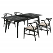 Pemberly Row 5-Piece Extension Leaf Dining Table Set in Black