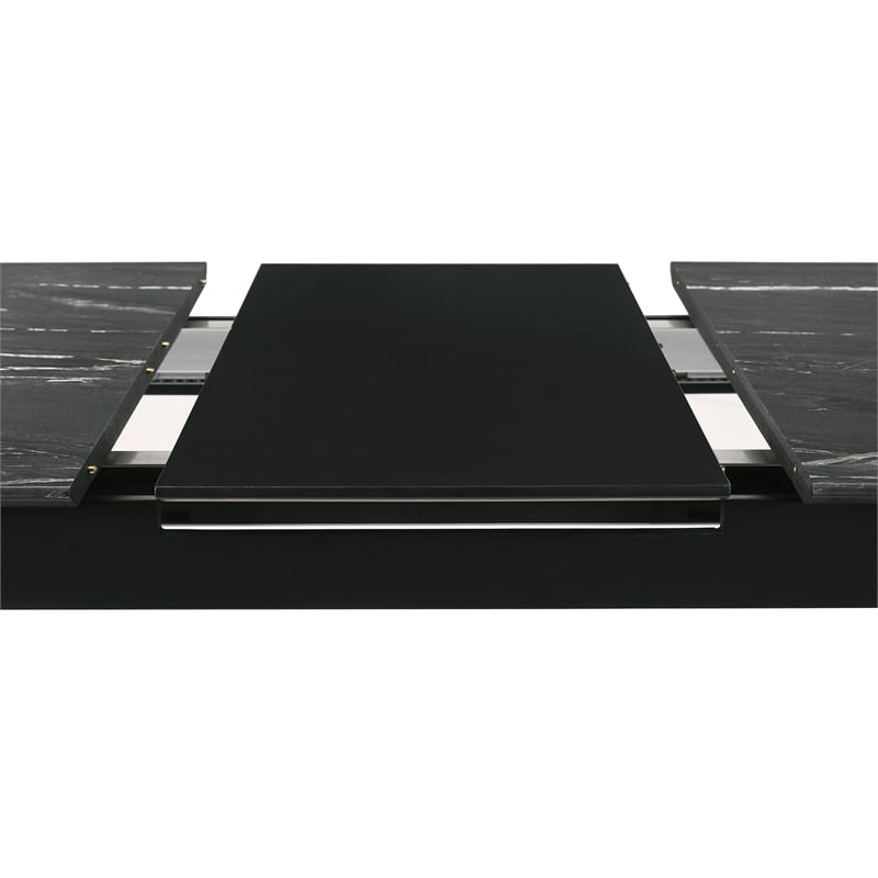 Pemberly Row 7-Piece Extension Leaf Dining Table Set in Black