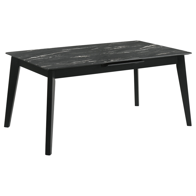 Pemberly Row 7-Piece Extension Leaf Dining Table Set in Black