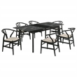Pemberly Row 7-Piece Extension Leaf Dining Table Set in Black