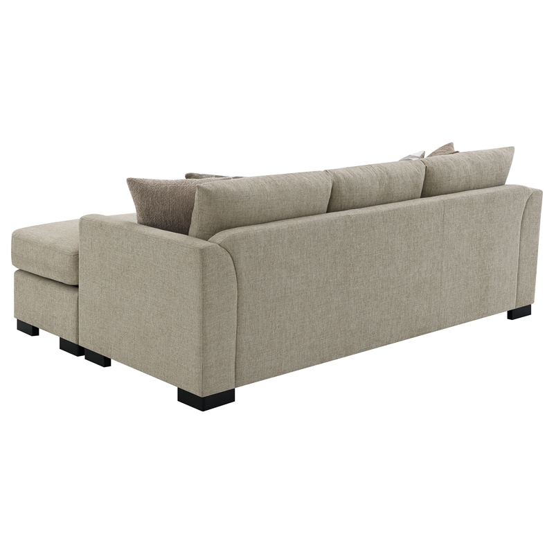 Pemberly Row Upholstered Sleeper Sectional Chaise Sofa in Camel