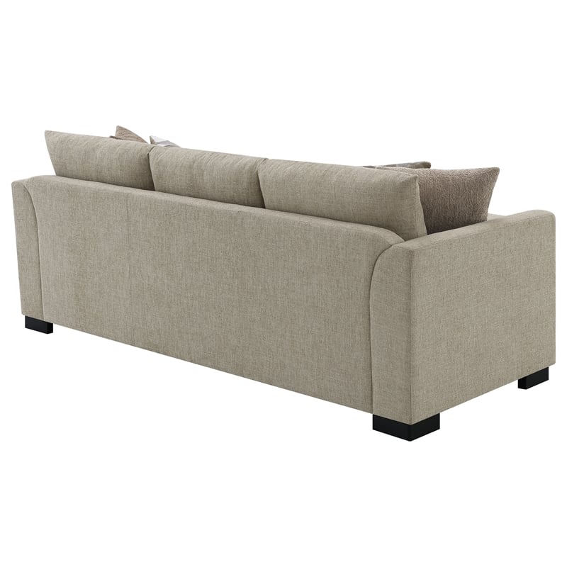 Pemberly Row Upholstered Sleeper Sectional Chaise Sofa in Camel