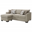 Pemberly Row Upholstered Sleeper Sectional Chaise Sofa in Camel