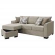 Pemberly Row Upholstered Sleeper Sectional Chaise Sofa in Camel