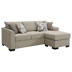 Pemberly Row Upholstered Sleeper Sectional Chaise Sofa in Camel