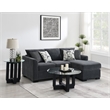 Pemberly Row Upholstered Sleeper Sectional Chaise Sofa in Dark Grey