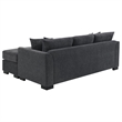 Pemberly Row Upholstered Sleeper Sectional Chaise Sofa in Dark Grey