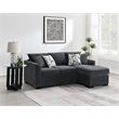 Pemberly Row Upholstered Sleeper Sectional Chaise Sofa in Dark Grey